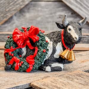 Tom Rubel Vintage 1989 Christmas Cow, Silver Deer, Christmas Animal Collection